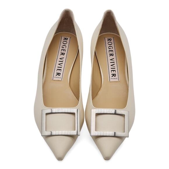 Roger Vivier Gommettine Ball Leather Ballet Flats in Beige IT 40 US 10 $750 - Picture 4 of 8